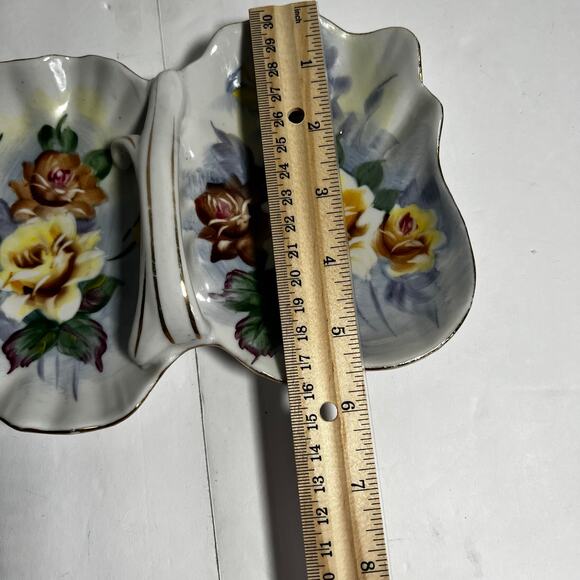 Vtg Japan UCAGO Handpainted Divided Candy Trinket Relish Ceramic Dish Floral Dec - Picture 6 of 13
